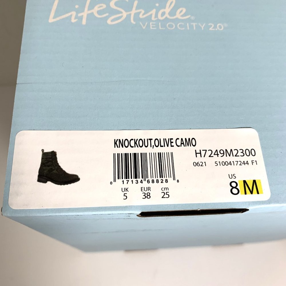 LifeStride Knockout Camo Boots Lace Up Lug Sole Booties Olive Green Size 8 NEW - Picture 8 of 8